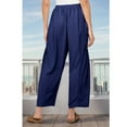 thumbnail image 5 of SOMER Womens Wid e Leg Pants Flowy Casual Drawstring Waist Wide Leg Loose Linen Palazzo Harem Pants with Pocket 2026 Navy Blue, 5 of 6