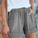 thumbnail image 5 of Pantalones cortos de verano para mujer, pantalones casuales elásticos con bolsillos y botones de cintura alta de color sólido, 5 of 5