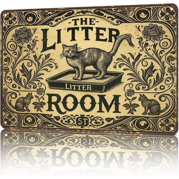 Vintage Metal Signs Vintage Cat Litter Box Metal Wall Art Sign-Funny Poster Wall Art for Home Living Room Garage Bar Decor 8X12inch