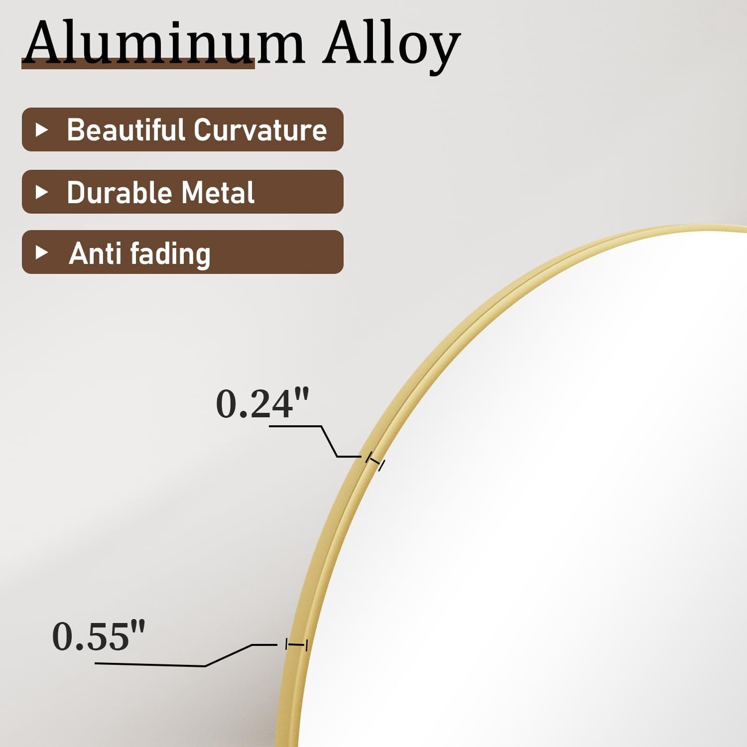 Anyrose 64.2"x21" Arched Full Length Mirror Free-standing Floor Mirror, Gold