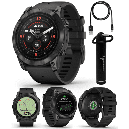 Garmin epix Pro (Gen 2) Sapphire Edition, 51mm, High Performance Smartwatch, Advanced Training Technology, Built-in Flashlight, Black with Wearable4U Power Bank Bundle