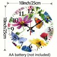 thumbnail image 3 of PRATYUS 10-Inch Flowers Butterfly Print Wall Clock for Living Room Silent Mechanical Movement 10x10in, 3 of 8