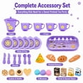 thumbnail image 2 of Rirool 33-Piece Purple Dessert Pretend Play Tea Set, Kids Kitchen Toy with Cakes, Cups, Plates, Utensils, Play Food Accessories for Girls Boys Ages 3+, Birthday Christmas Party Gift, 2 of 8