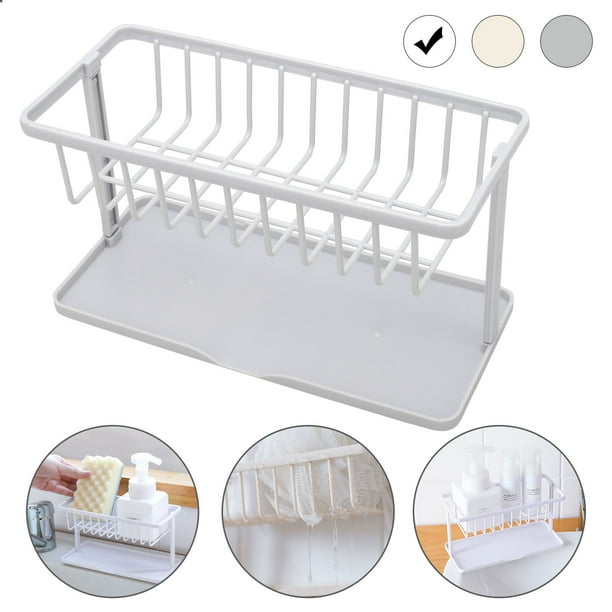 Eeekit Kitchen Sink Caddy Sponge Holder Sink Towel Rack Abs Bathroom Storage Rack Strainer Organizer Brush Soap Holder Dish Drainer Sink Caddy With Drain Pan For Kitchen Bathroom Table Organizer Walmart Com