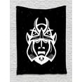 thumbnail image 1 of Japanese Decor Tapestry Wall Hanging Traditional Ancient Martial Helmet Eastern Medieval Spiritual War Mythology Pattern, Bedroom Living Room Dorm, Black White, by Ambesonne, 1 of 1