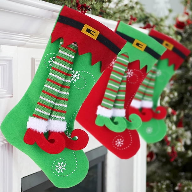 Calcetines De Navidad De Punto Personalizados Con Nombre, árboles De Navidad, Copos De Nieve, Patas De Aguja, Juego De 4, Bordado Personalizado, Recuerdo, Decoraciones Navideñas Para La Familia