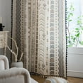thumbnail image 6 of VOGOL Decorative Boho Curtains with Tassels, Cotton Linen Rod Pocket Brown Black Geometric Printed Window Treatment for Kitchen Bedroom, 59 x 63 Inches, 1 Panel, 6 of 7