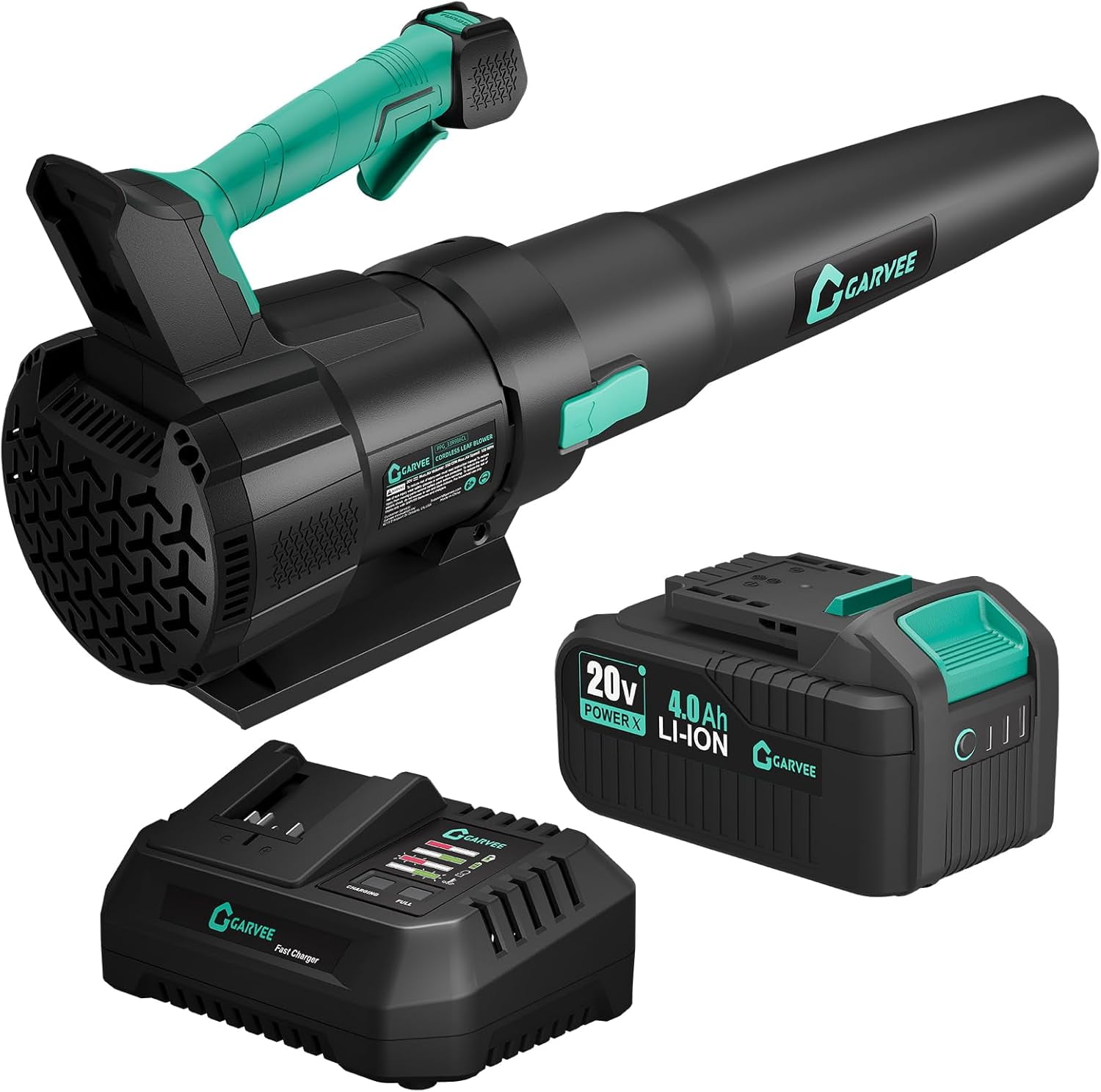 Ridehoff 20V Leaf Blower Cordless 650 CFM, 200 MPH & 2 Speed, 4.0 Ah Battery, Lake Blue