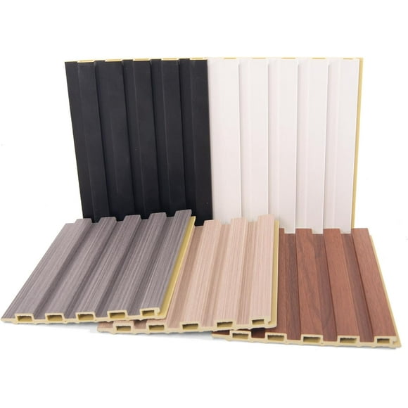shiyou-Slat Wall Panels, WPC Soundproof 3D Wall Paneling for Interior Wall Decor, TV Background, Samples 5-Pack 6 x 6 in.