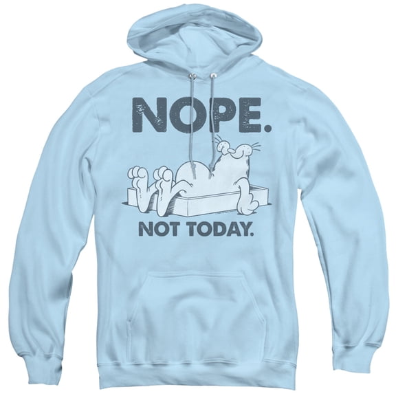 Garfield Nope Adult Pullover Hoodie Sweatshirt Light Blue