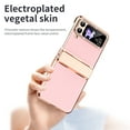 thumbnail image 3 of Case for Samsung Galaxy Z Flip 3 PU Leather Electroplated Case, Hinge Protection Glitter Rhinestone Lens Protection Rugged Shockproof Slim Folding Cover for Samsung Galaxy Z Flip 3,Pink, 3 of 7