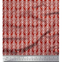 Soimoi Red Cotton Voile Fabric Tribal Stripe Print Fabric by the Yard 42 Inch Wide
