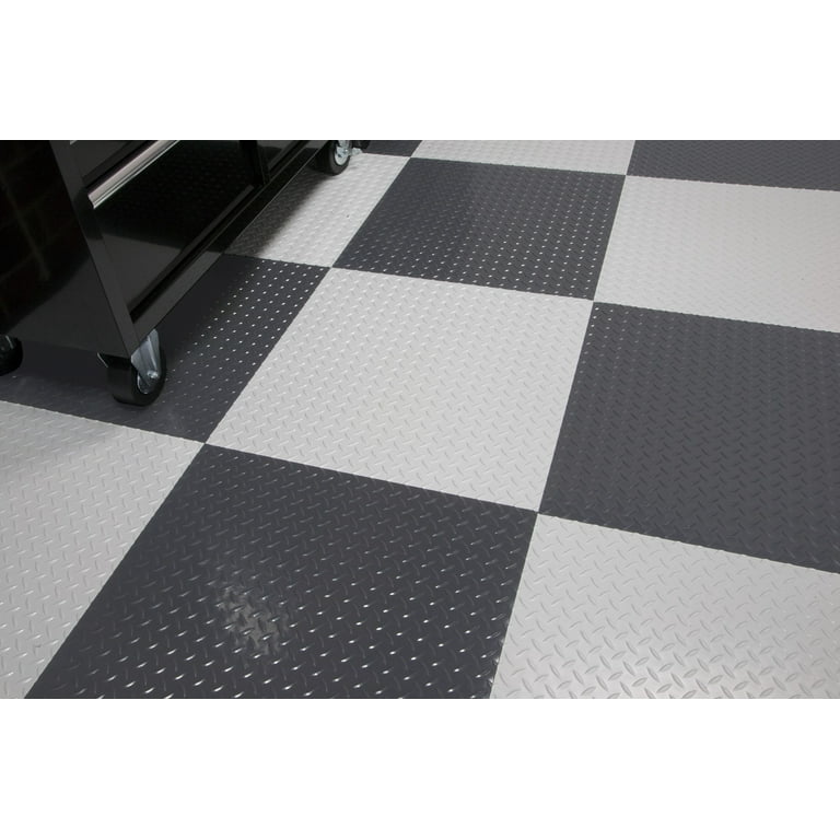 G-Floor RaceDay Diamond Tread Slate Grey 24 in. x 24 in. Peel and Stick Polyvinyl Tile (40 sq. ft. / case) G-Floor RaceDay Diamond Tread Slate Grey 24 in. x 24 in. Peel and Stick Polyvinyl Tile (40 sq. ft. / case)