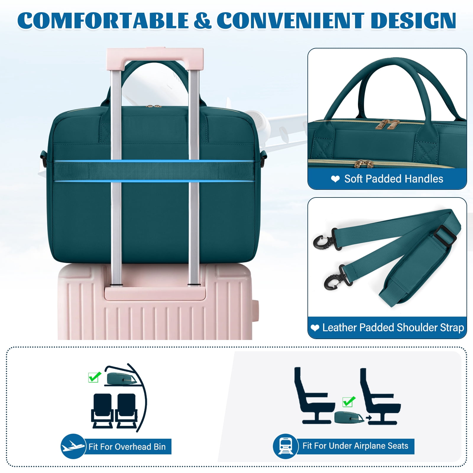 RAINSMORE Laptop Bag 17.3 Inch Messenger Shoulder Bags for Women Waterproof Computer Briefcase Large Laptop Case for Work Business Office College Travel,Dark green