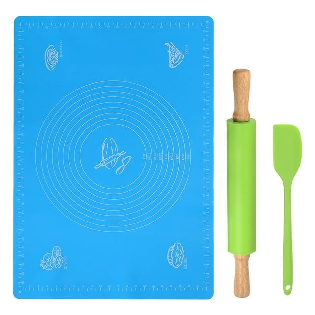 3pcs Silicone Rolling Pins for Baking 43cm x 5.2cmfor Fondant Dough Pizza, Green