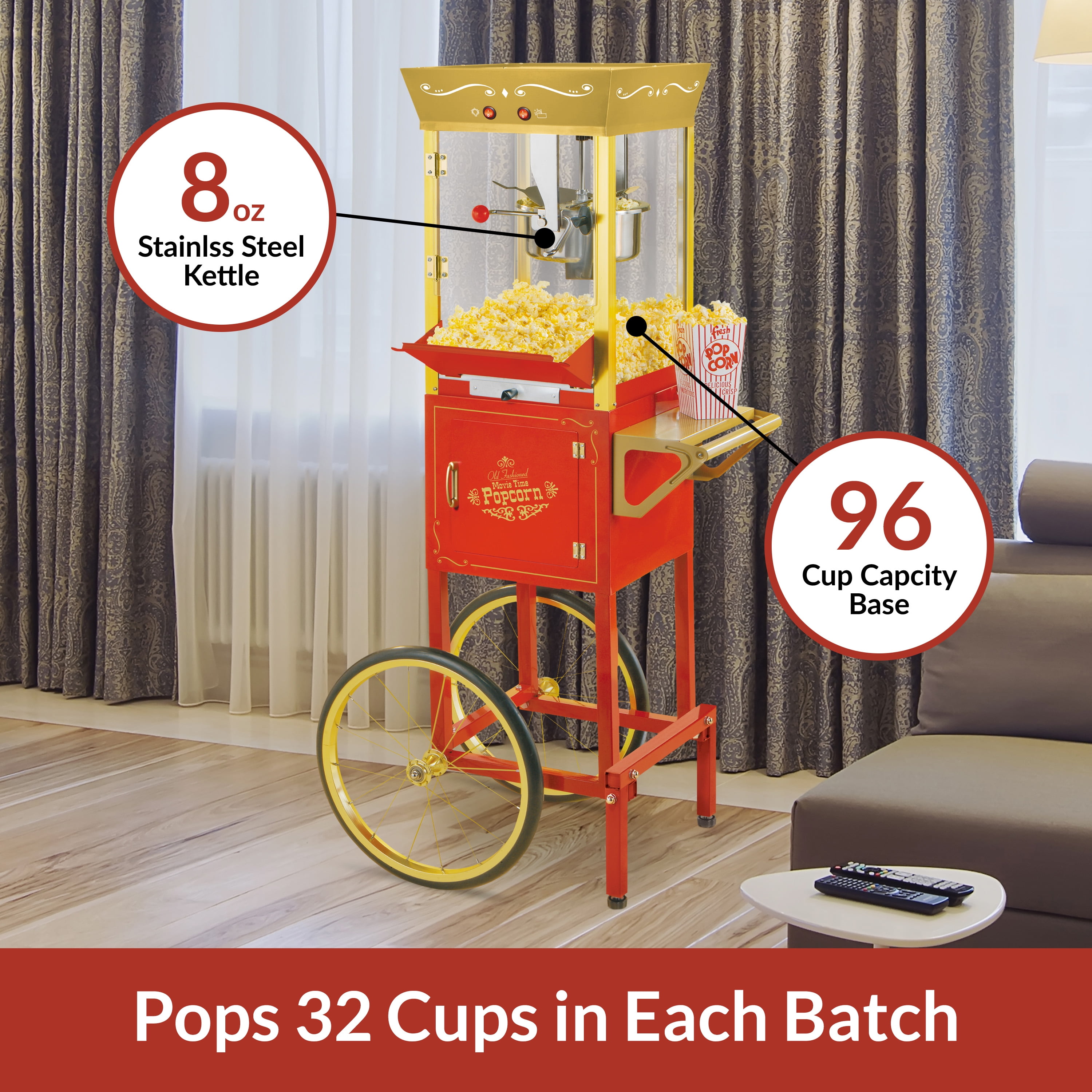 Nostalgia Electrics Full Size Old Fashioned Popcorn Cart