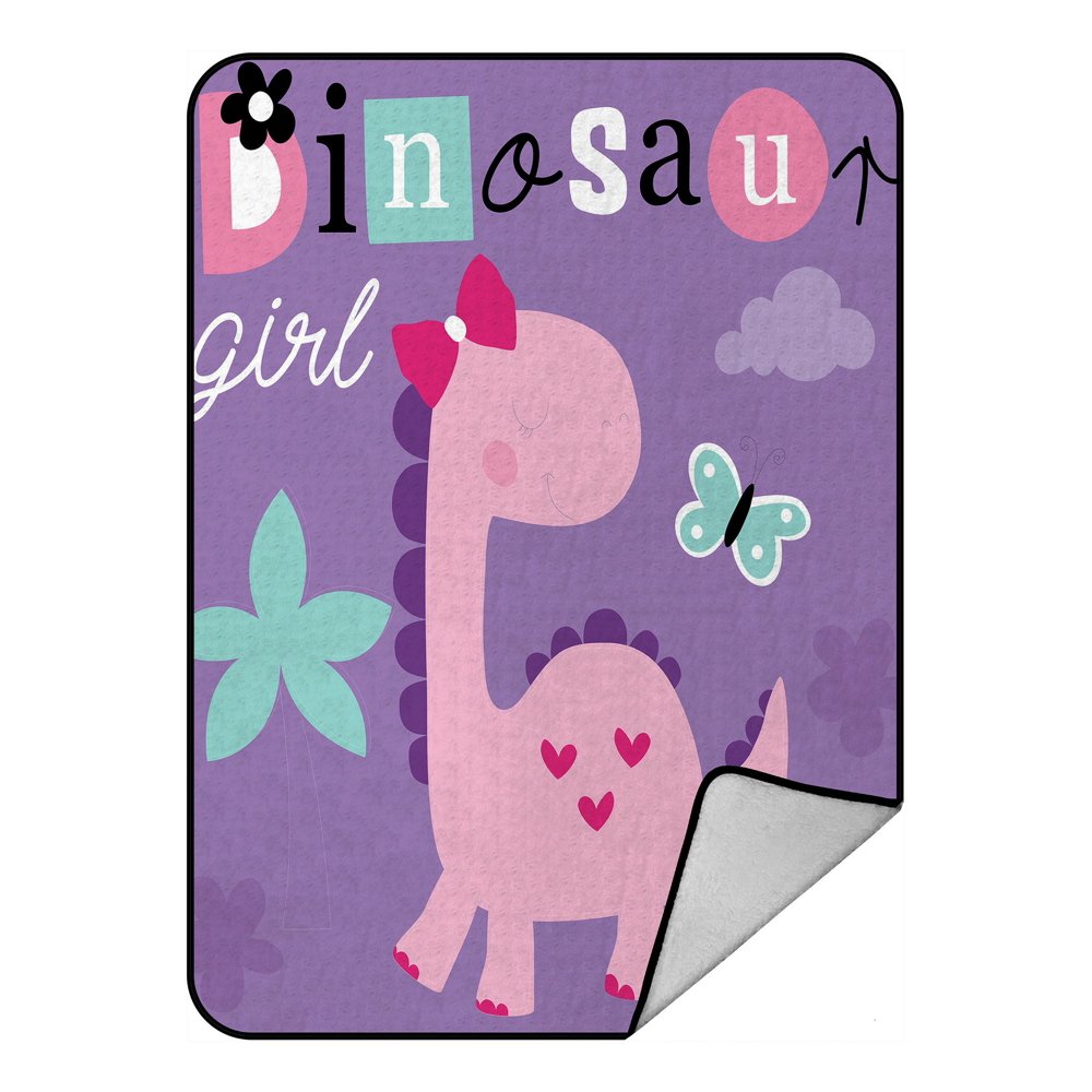 ABPHQTO Cute Dinosaur Girl Fleece Blanket Fleece Back Throw Blanket