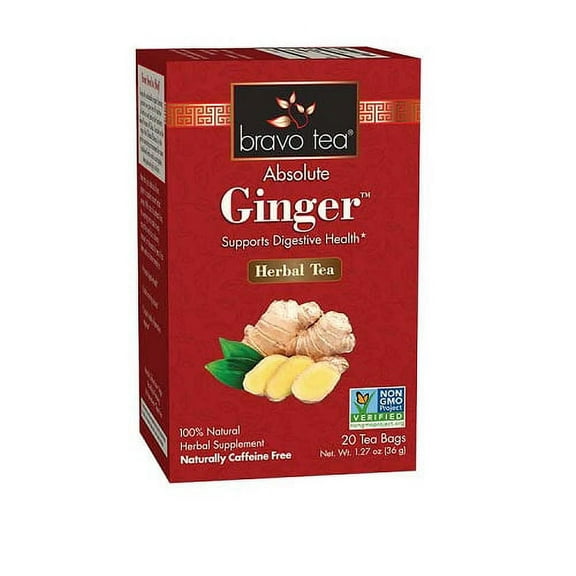 Bravo Tea Absolute Ginger Herbal Tea Bags, 20 Ea