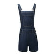 thumbnail image 4 of Fesfesfes Jeans for Women Cute Casual Sports Double Shoulder Pocket Easy Jeans Rompers, 4 of 8