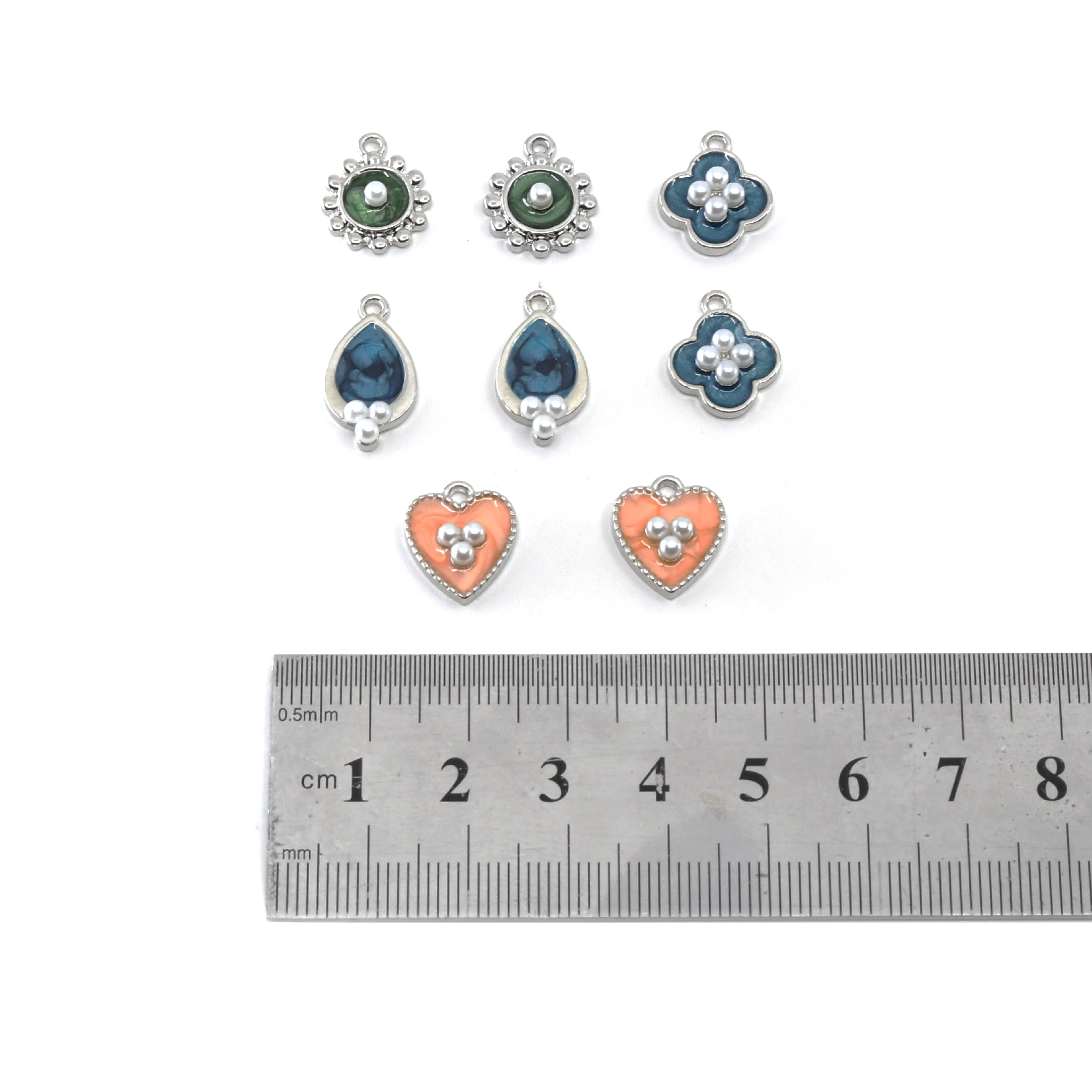 Blue Moon Beads Multi-Color Enamel Shaped Charms, Set of 8