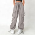 thumbnail image 2 of Maean Girls Cargo Pant Wide Leg Baggy Elastic High Waist Hiking Athletic Jogger Pants 5-16 Years, 2 of 7