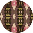 thumbnail image 1 of Ahgly Company Indoor Round Patterned Bakers Brown Area Rugs, 3' Round, 1 of 6