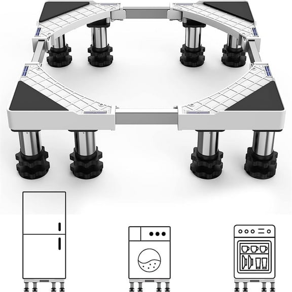 Mini Fridge Stand Adjustable Stand Base for Washer Refrigerator Washing Machine Dryer Freezer White MU7532