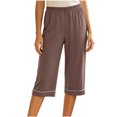 thumbnail image 3 of Bovxnpu Women's Pajama Pants Sleep Lounge Bottoms Cotton Capris Straight Leg Loose Casual Home Wear Pants Sleepwear, 3 of 8