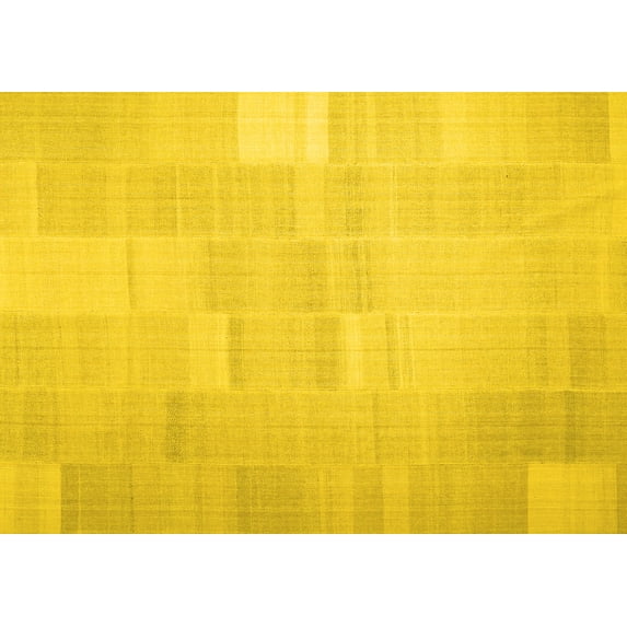 Ahgly Company Machine Washable Indoor Rectangle Solid Yellow Modern Area Rugs, 6' x 9'