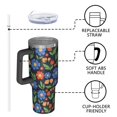 thumbnail image 4 of 40oz Pioneer Flower Floral Print Pattern Insulated Tumbler with Handle, BPA-Free Leak Proof Lid and Straws, Double Wall Vacuum, Hot 12h/Cold 34h, 4 of 6