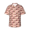 thumbnail image 4 of Wukai Dachshund Couple Men's Hawaiian Shirt Short Sleeve Casual Button Down Summer Beach Aloha Shirt Tropical Print Holiday Party, 4 of 8