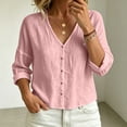 thumbnail image 5 of YgkuHd Womens Cardigans Lightweight 100% Cotton V-Neck Long Sleeve Breathable Comfort Relaxed Top,Pink_3XL, 5 of 5