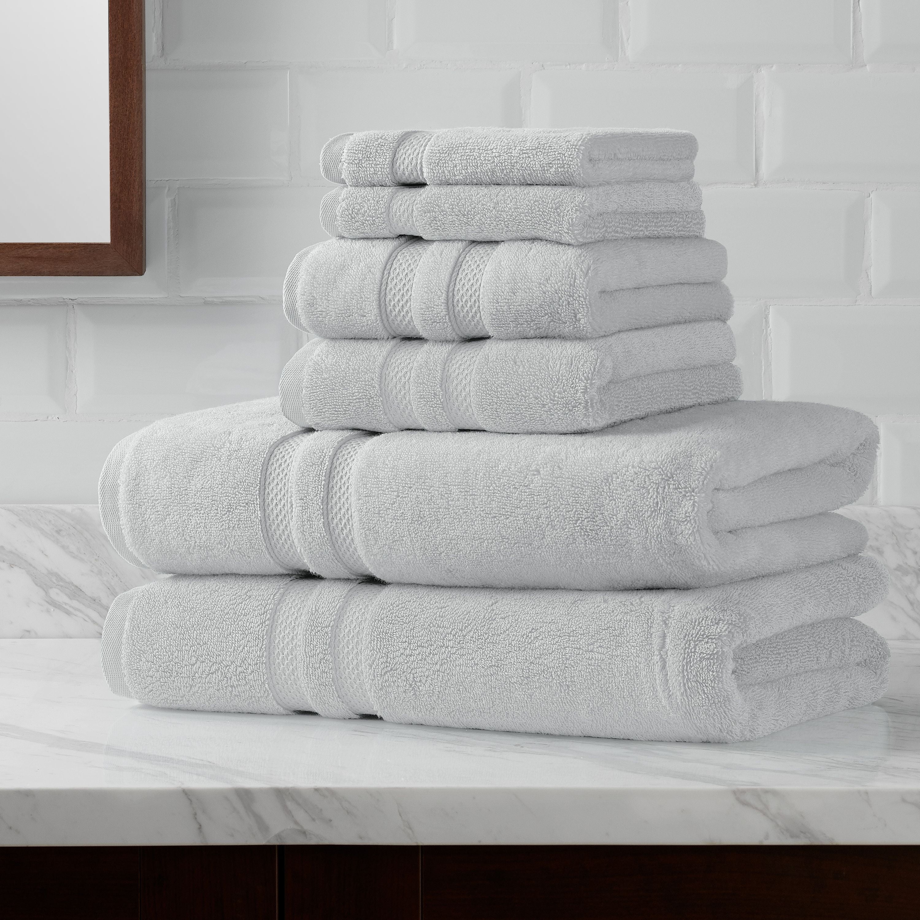 Hotel Style Turkish Cotton Bath Towel Collection Solid Print Silver 6