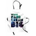 thumbnail image 1 of Saying Apron, Work Hard Dream Big Typography Double Exposure Polygon Philosophy, Unisex Kitchen Bib with Adjustable Neck for Cooking Gardening, Adult Size, Jade Green and Persian Blue, by Ambesonne, 1 of 4