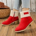thumbnail image 2 of Boots for Women Thigh High Boots Women's Mid Calf Boots Winter Warm Suede Retro Heel Side Zipper Booties For Casual Outfit Comfortable Ankle Boots, 2 of 7