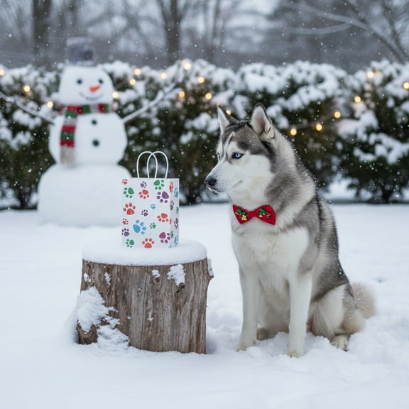 16pcs Gift Bags with Colorful Dog Paw Print, gift packaging bags for pet birthday parties Suitable for dog-themed party Decorations