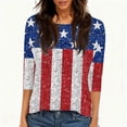 thumbnail image 3 of 3/4 Sleeve Patriotic Tops for Women USA Flag 4Th July American Red White Blue Star Stripe T-Shirt Plus Size Red 3XL, 3 of 4