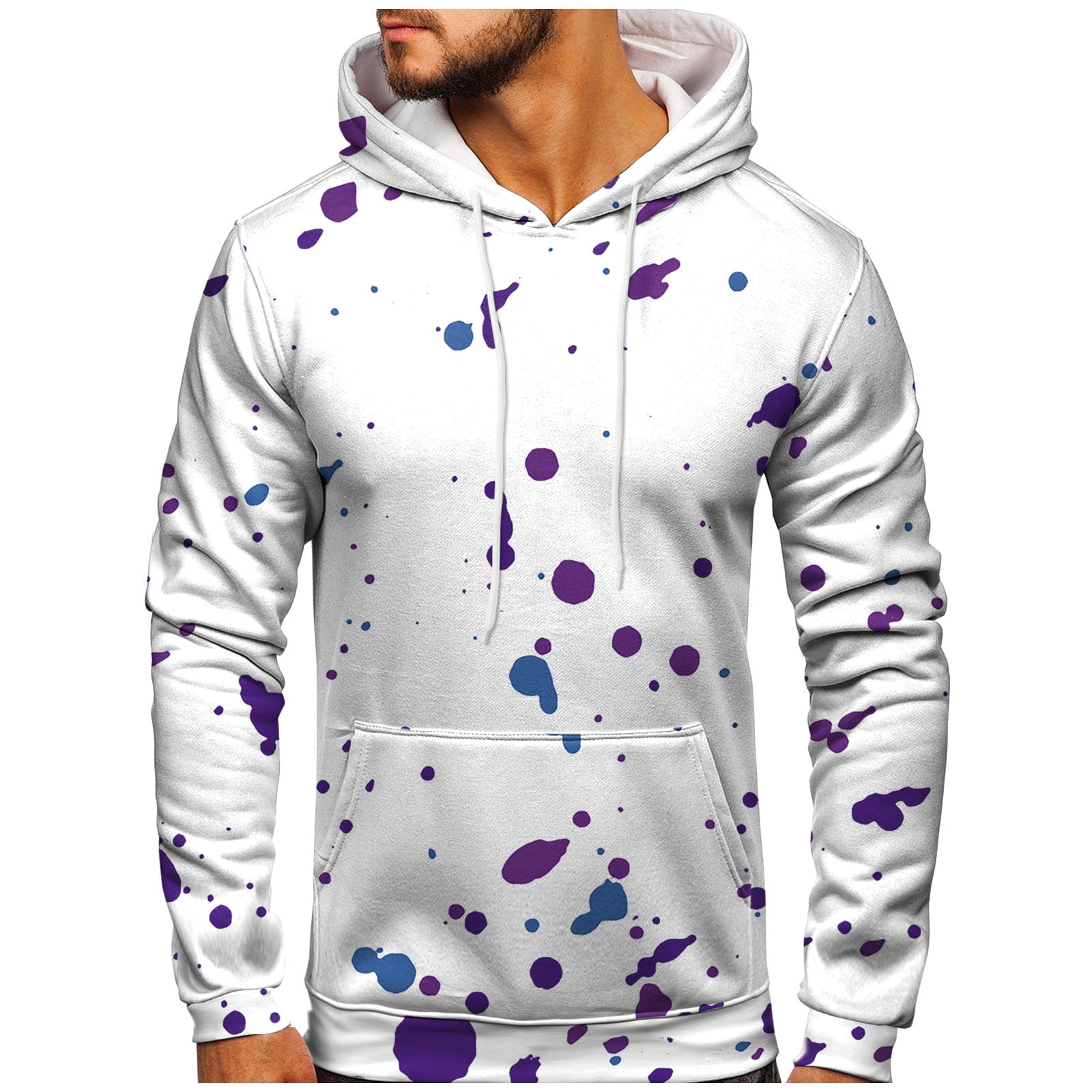 nsendm Mens Sweatshirt Giant Hoodies Men Casual Winter Long Sleeve O Neck Printed Hoodies Sweatshirt Tops Blouse Pullover Hoodies for Men Adult Male Sweatshirt White Size M Walmart