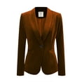 thumbnail image 1 of INSPIRE CHIC Blazer Court en Velours pour Femme à Col Châle, un Bouton, 1 of 6