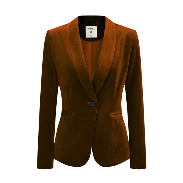 INSPIRE CHIC Blazer Court en Velours pour Femme à Col Châle, un Bouton