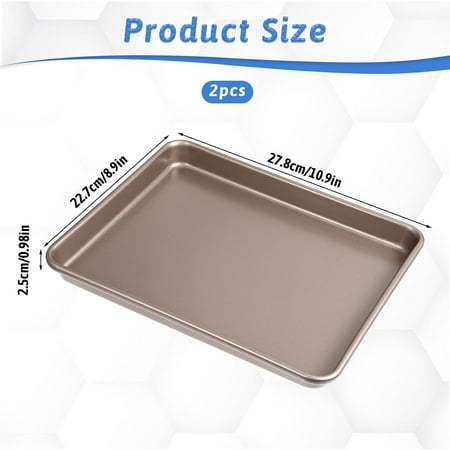 HYTHU-2Pcs Toaster Oven Pans for Baking, 9x11 Baking Sheets Cookie Sheet Stainless Steel Non-stick Baking Trays Small Replacement Trays for Toaster (Rose Gold)
