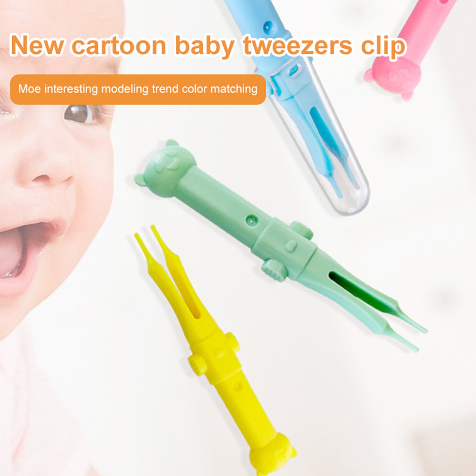 Baby Cleaning Tweezer Ear Nose Navel Cleaner Remover Plastic Forceps OD 
