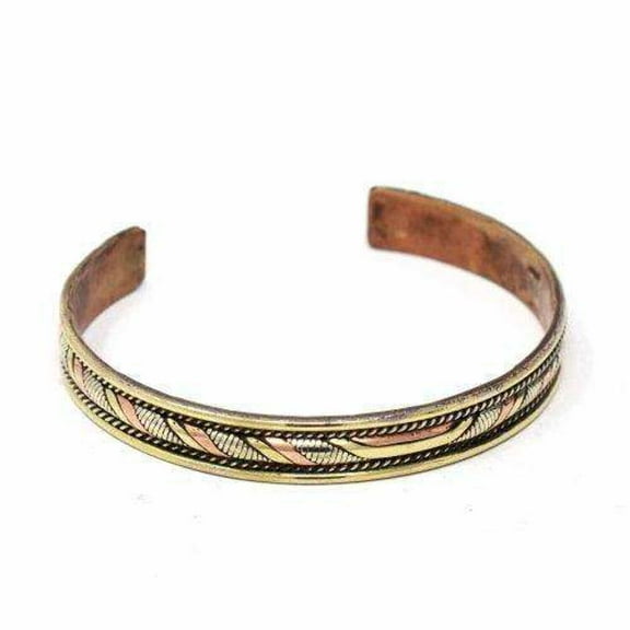 Copper and Brass Cuff Bracelet Healing Twist DZI