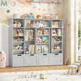 thumbnail image 2 of Hiphuta 55"W Kid Toy Storage Organizer with Sliding Bookshelf, Kid Bookcase with 4 Removable Drawers and Bins, for Children's Bedroom Playroom, Gray, 2 of 8
