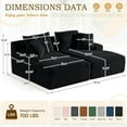 thumbnail image 2 of AENKYO Compressible Double Chaise Lounge Sectional Couch - Fluffy Upholstered 2-Seater Loveseat for Living Room, Bedroom, No Assembly Required, Black, 2 of 9
