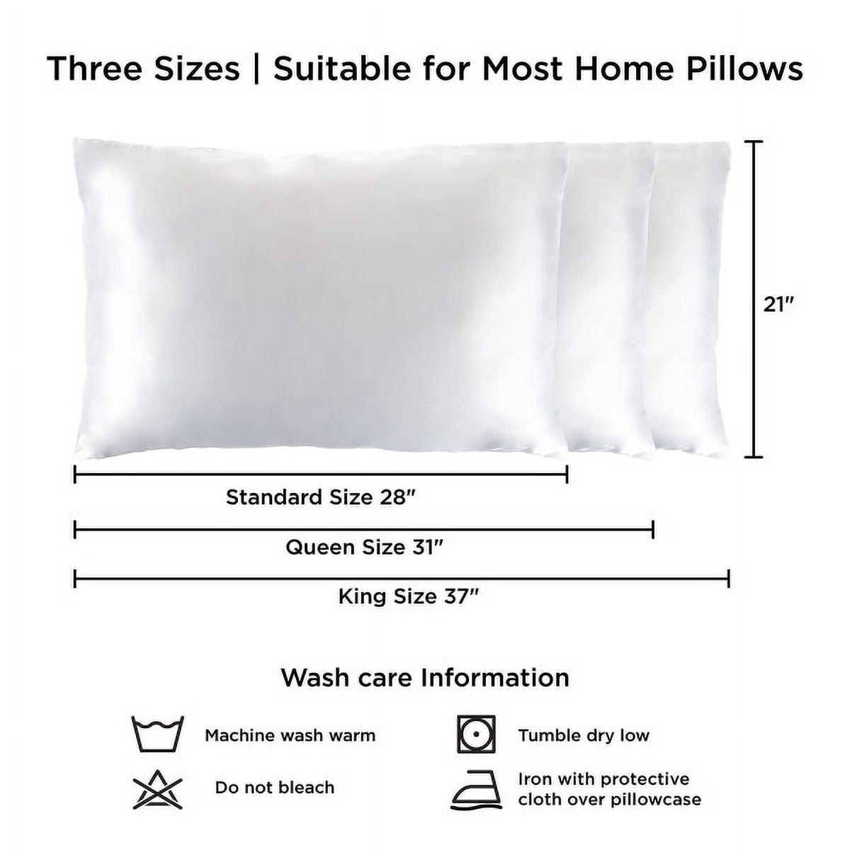 LHC 28” Set of 2 Satin Microfiber Pillowcases Helps Prevent Frizz & Wrinkles for Adult (White)