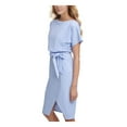 thumbnail image 3 of KENSIE Womens Light Blue Zippered Tie Blouson Dolman Sleeve Boat Neck Below The Knee Wear To Work Faux Wrap Dress 8, 3 of 4