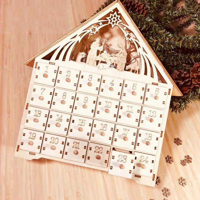 Calendrier de l'Avent Compte à Rebours de Noël Boîte à Chocolat Armoires Tiroirs Réutilisables Fournitures de Fête de Noël Faites à la Main
