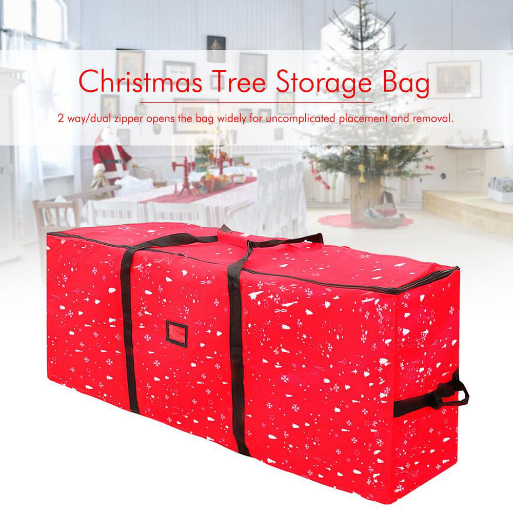 Extra Large Christmas Tree Nylon Storage Box RED with Pouch and Zip 125x45cm 
