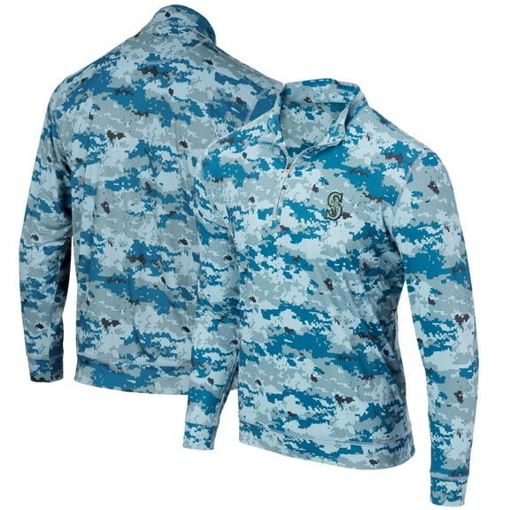 Men's Blue Seattle Mariners Digital Camo Performance Quarter-Zip Pullover Jacket